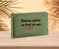 Pochette coton franges brodée
