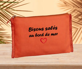 Pochette coton franges brodée